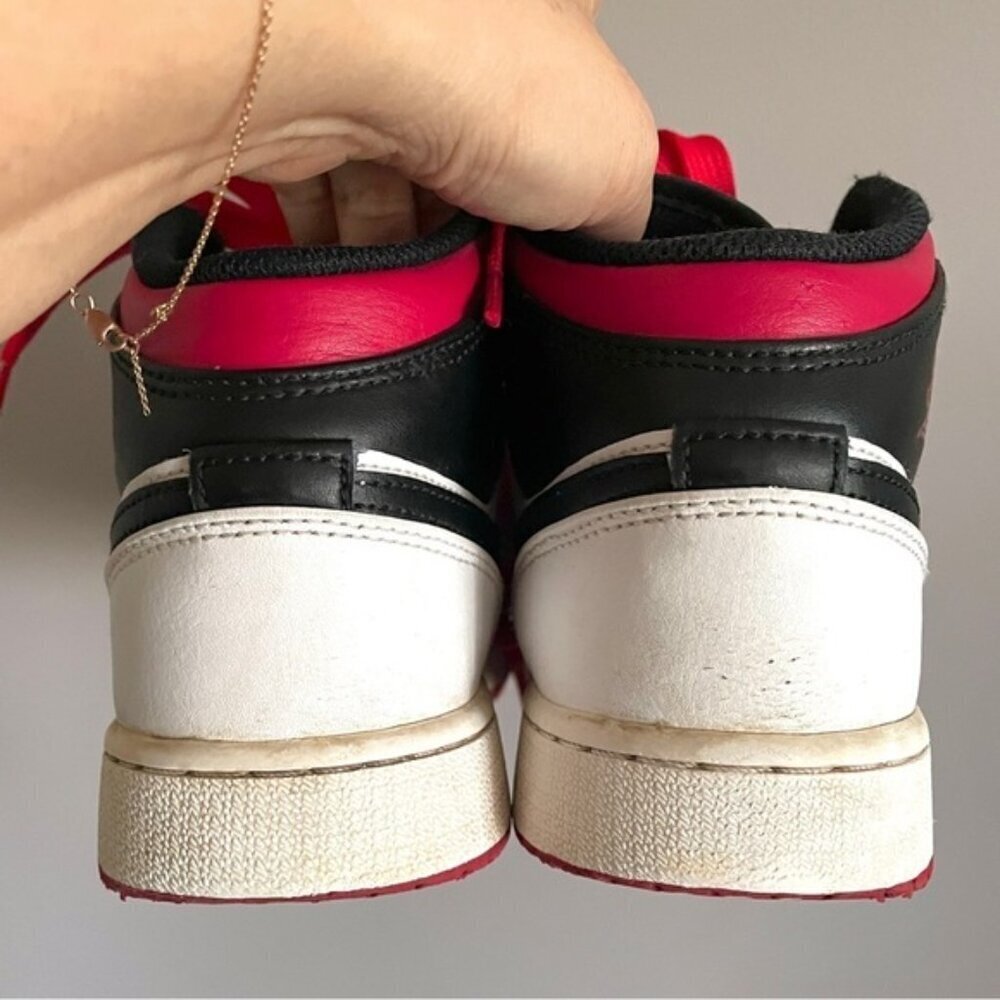 🛑 Air Jordan 1 Mid GS White / Gym Red / Black Sneakers - 6-6.5US (2023) - Picture 9 of 12